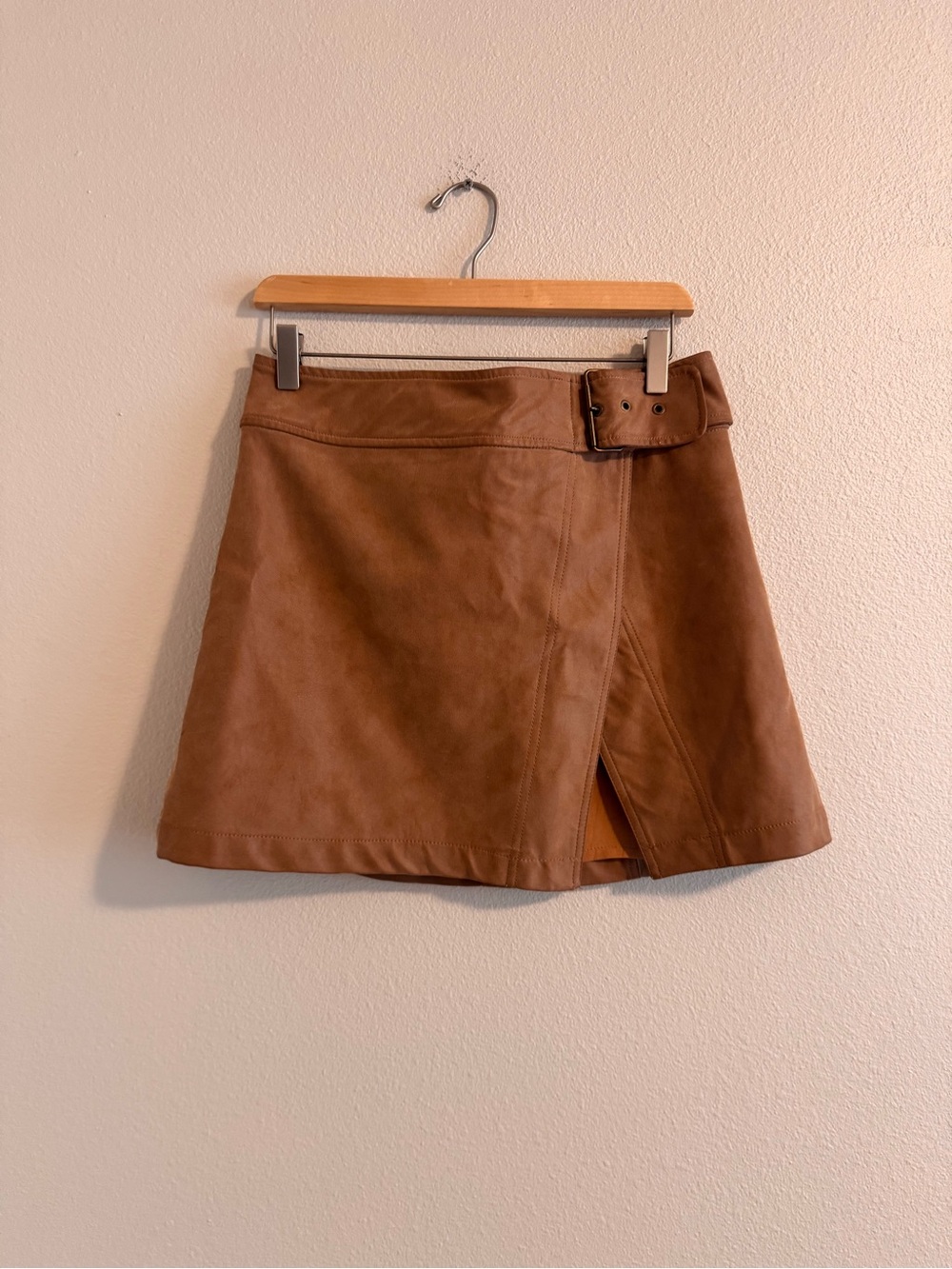 Free People Brown Suede Wrap Mini Skirt